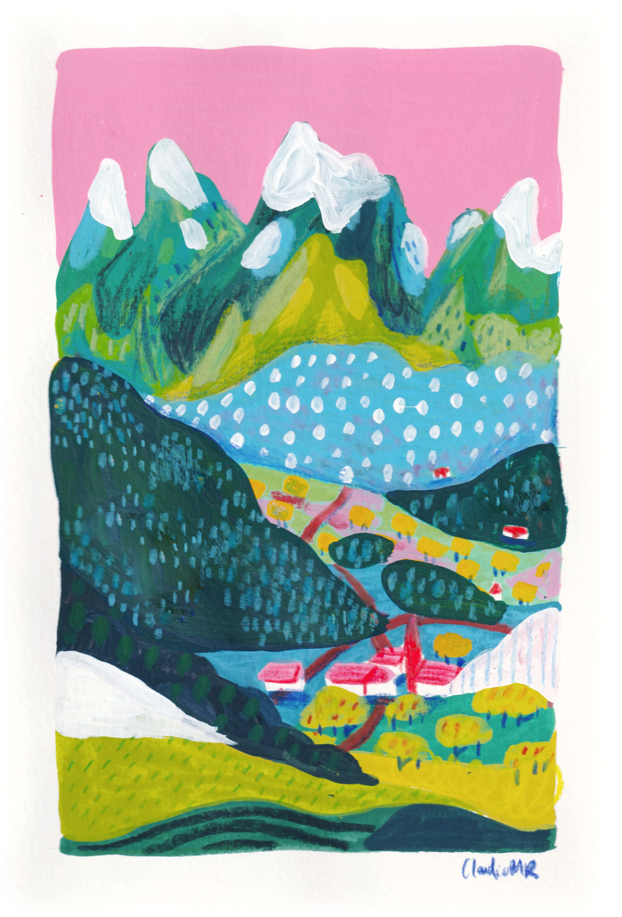 Claudia Melchor's painting. Swiss Landscape.